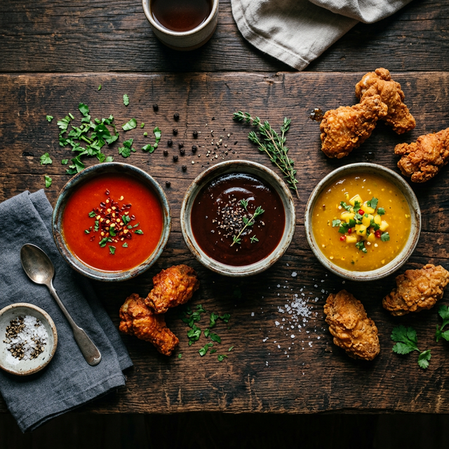 Salsas Búfalo, BBQ y Mango Habanero